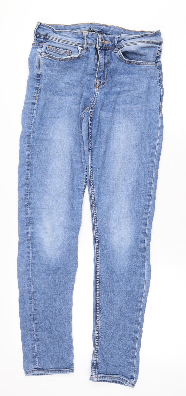 H&M Womens Blue Cotton Skinny Jeans Size 8 Regular Zip
