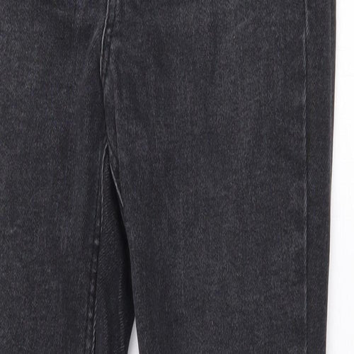 New Look Womens Grey Cotton Straight Jeans Size 8 Regular Zip