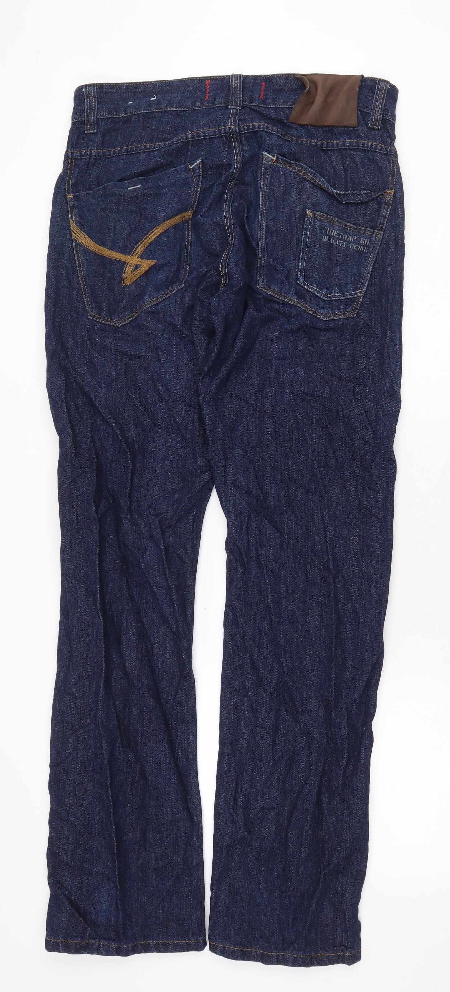 Firetrap Mens Blue Cotton Straight Jeans Size 34 in Regular Zip