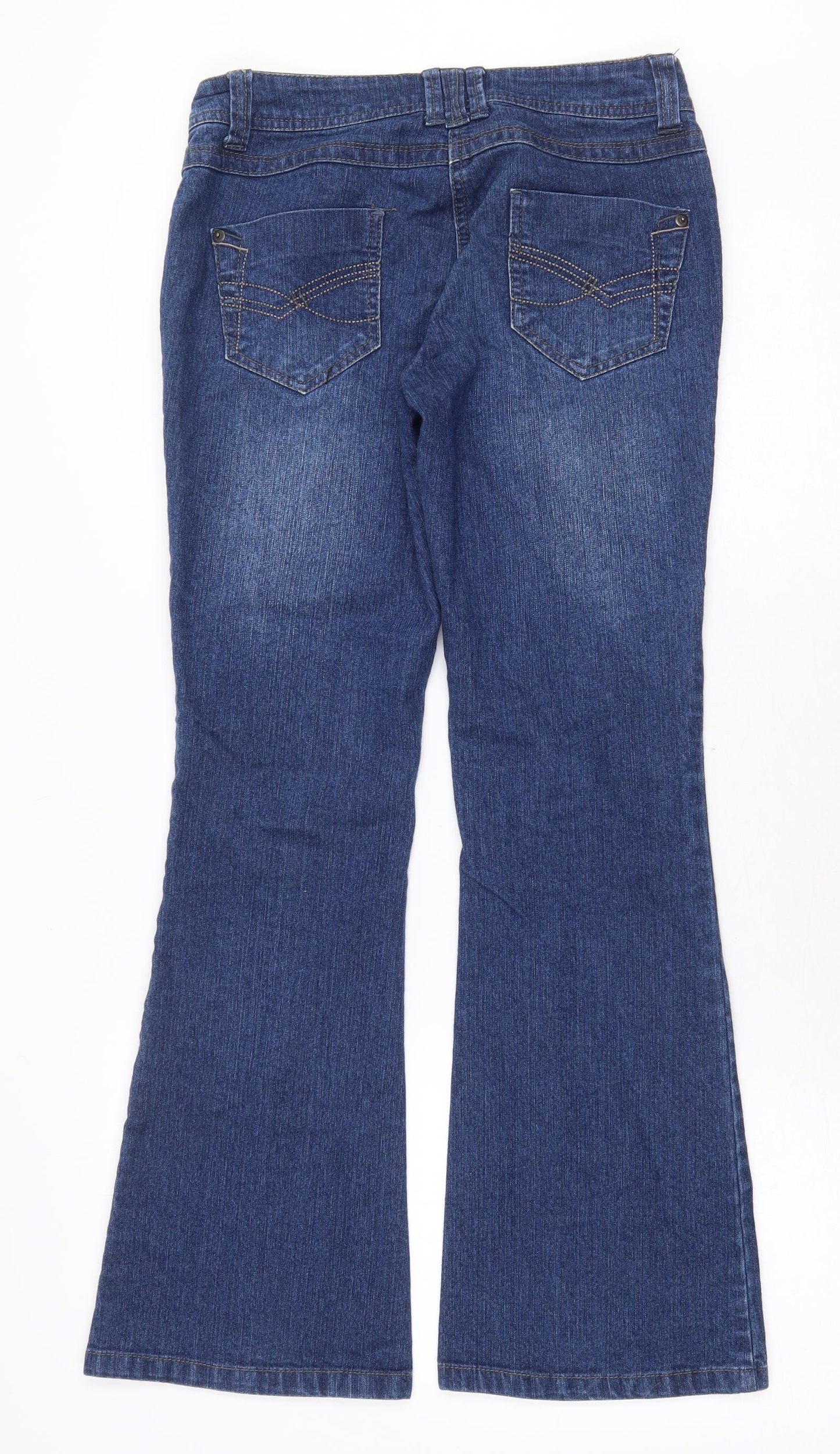 Dorothy Perkins Womens Blue Cotton Bootcut Jeans Size 8 Regular Zip