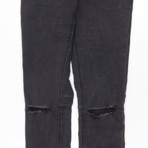 Topshop Womens Grey Cotton Straight Jeans Size 28 in Regular Zip