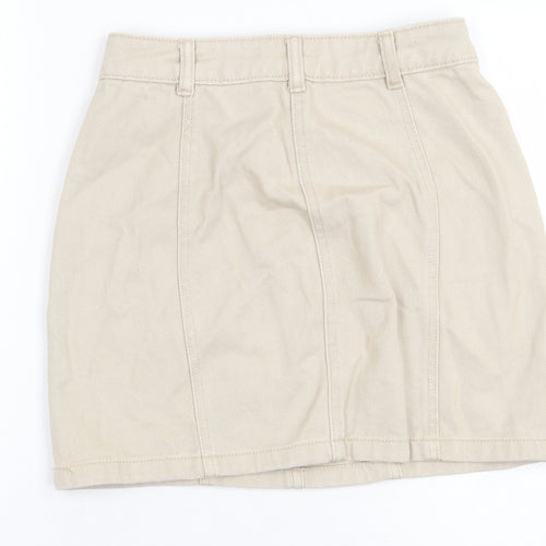 Pull Womens Beige Cotton Cargo Skirt Size S Zip