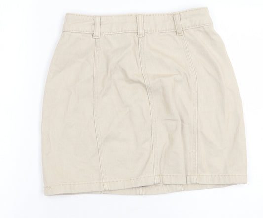 Back view of Pull&Bear Pull women’s beige cotton cargo skirt, size S, zip