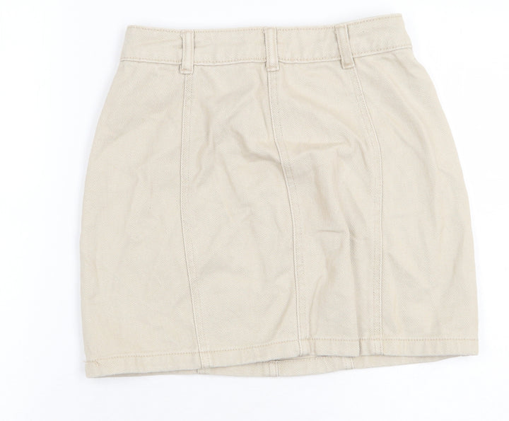 Pull Womens Beige Cotton Cargo Skirt Size S Zip