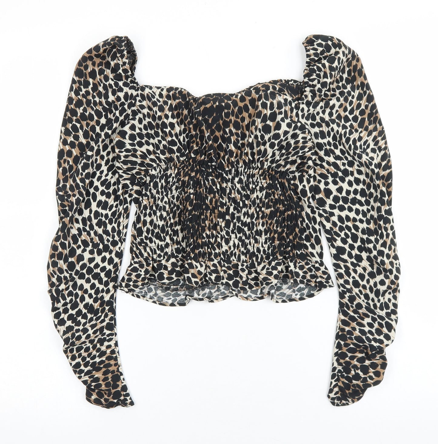 Topshop Womens Multicoloured Animal Print Polyester Basic Blouse Size 4 Sweetheart - Cheetah print