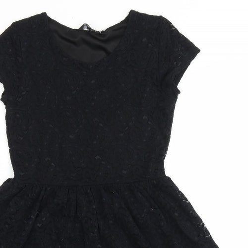 Candy Couture Girls Black Polyamide A-Line Size 12-13 Years Roll Neck Pullover