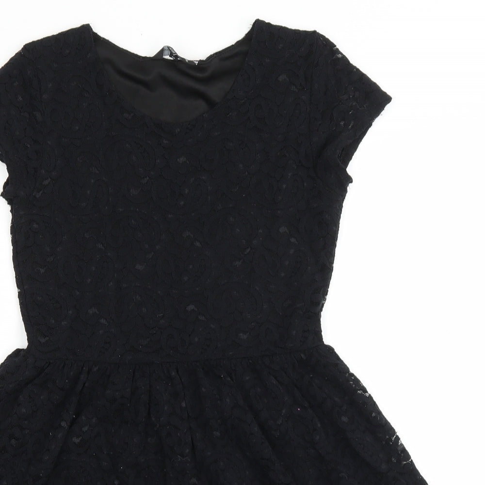 Candy Couture Girls Black Polyamide A-Line Size 12-13 Years Roll Neck Pullover