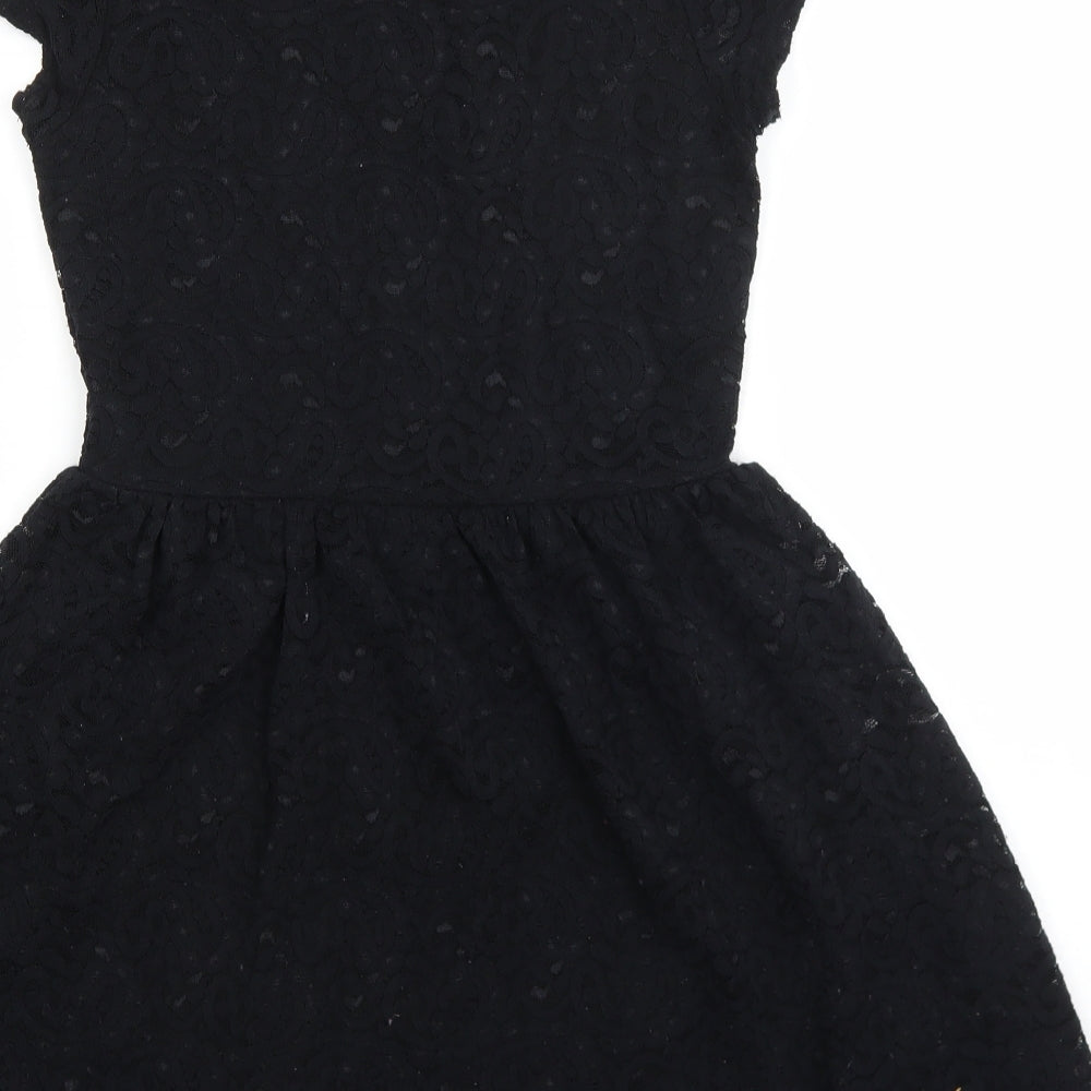 Candy Couture Girls Black Polyamide A-Line Size 12-13 Years Roll Neck Pullover