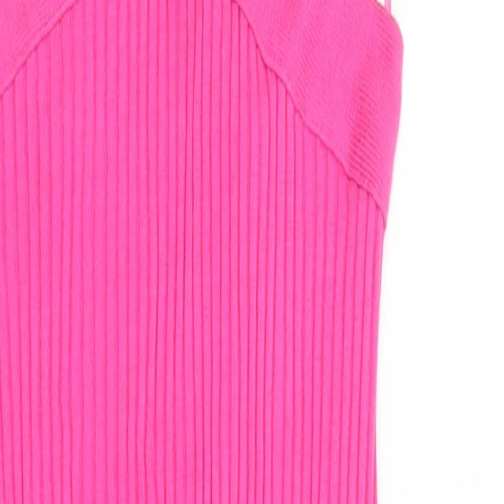 Zara Womens Pink 100% Cotton Bodycon Size S Round Neck Pullover