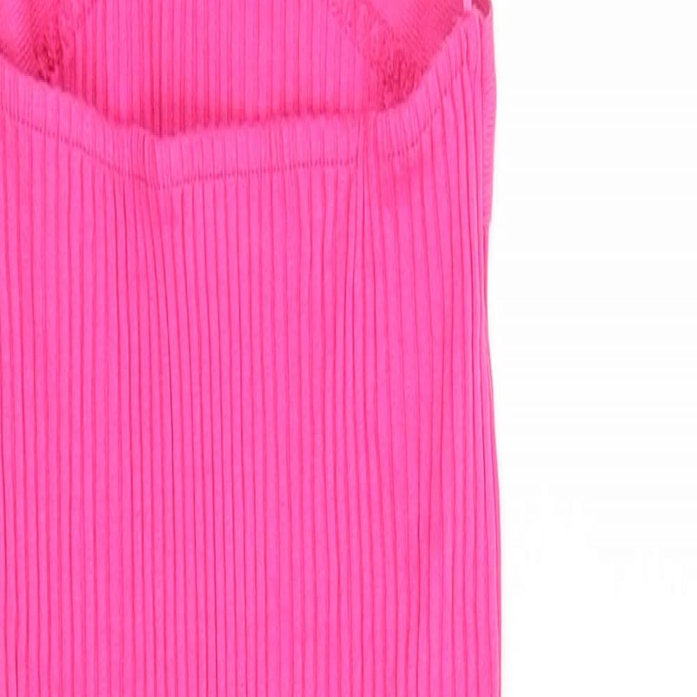 Zara Womens Pink 100% Cotton Bodycon Size S Round Neck Pullover