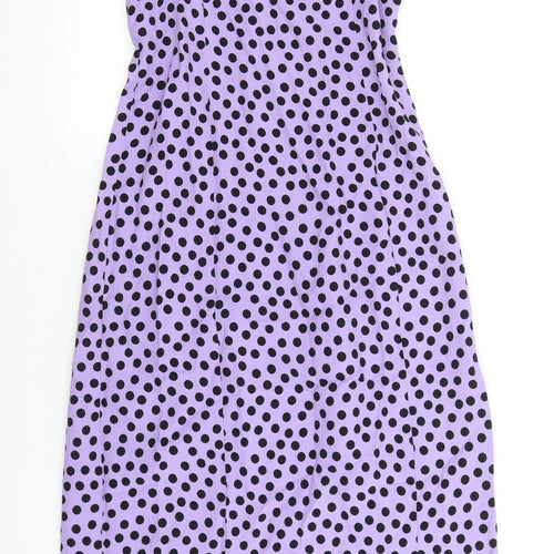 Zara Womens Purple Polka Dot Viscose Maxi Size S Square Neck Zip