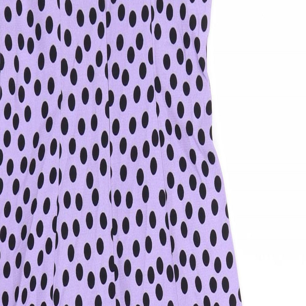 Zara Womens Purple Polka Dot Viscose Maxi Size S Square Neck Zip