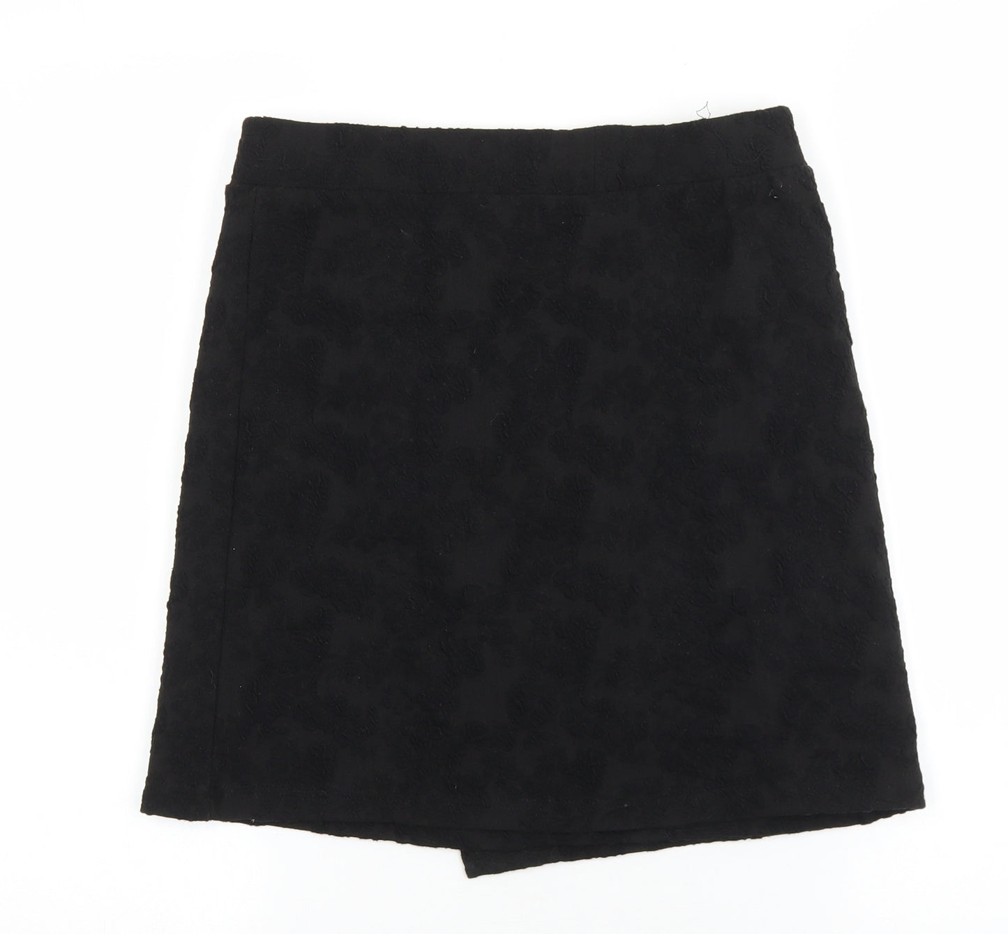 Topshop Womens Black Cotton A-Line Skirt Size 10