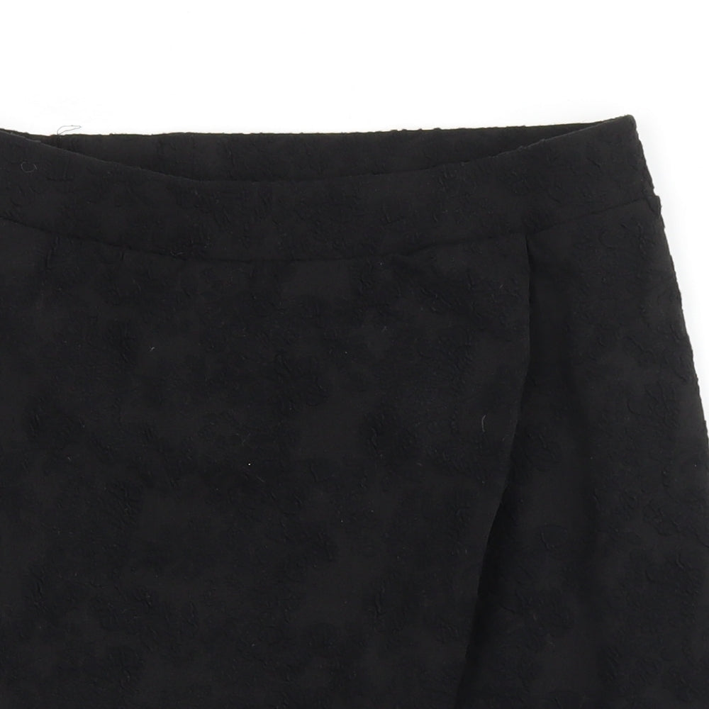 Topshop Womens Black Cotton A-Line Skirt Size 10