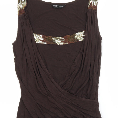 Dorothy Perkins Womens Brown Viscose Wrap Tank Size 14 V-Neck