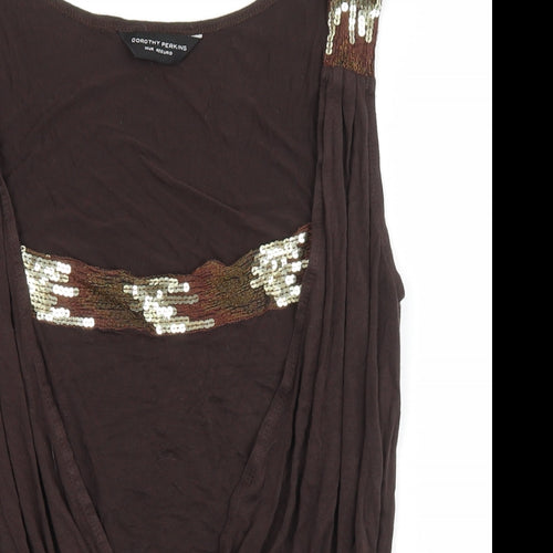 Dorothy Perkins Womens Brown Viscose Wrap Tank Size 14 V-Neck