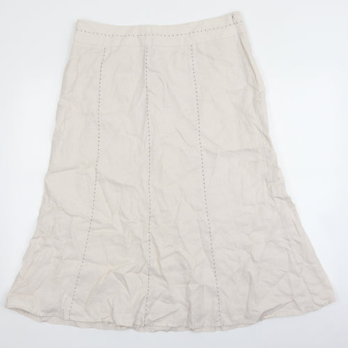 Per Una Womens Beige Cotton Trumpet Skirt Size 16 Zip