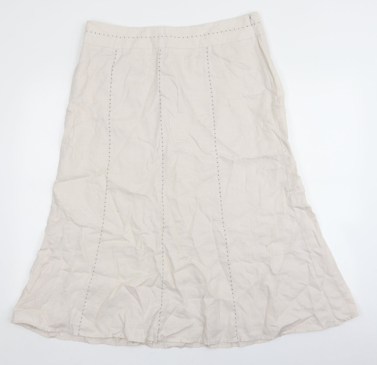 Per Una Womens Beige Cotton Trumpet Skirt Size 16 Zip