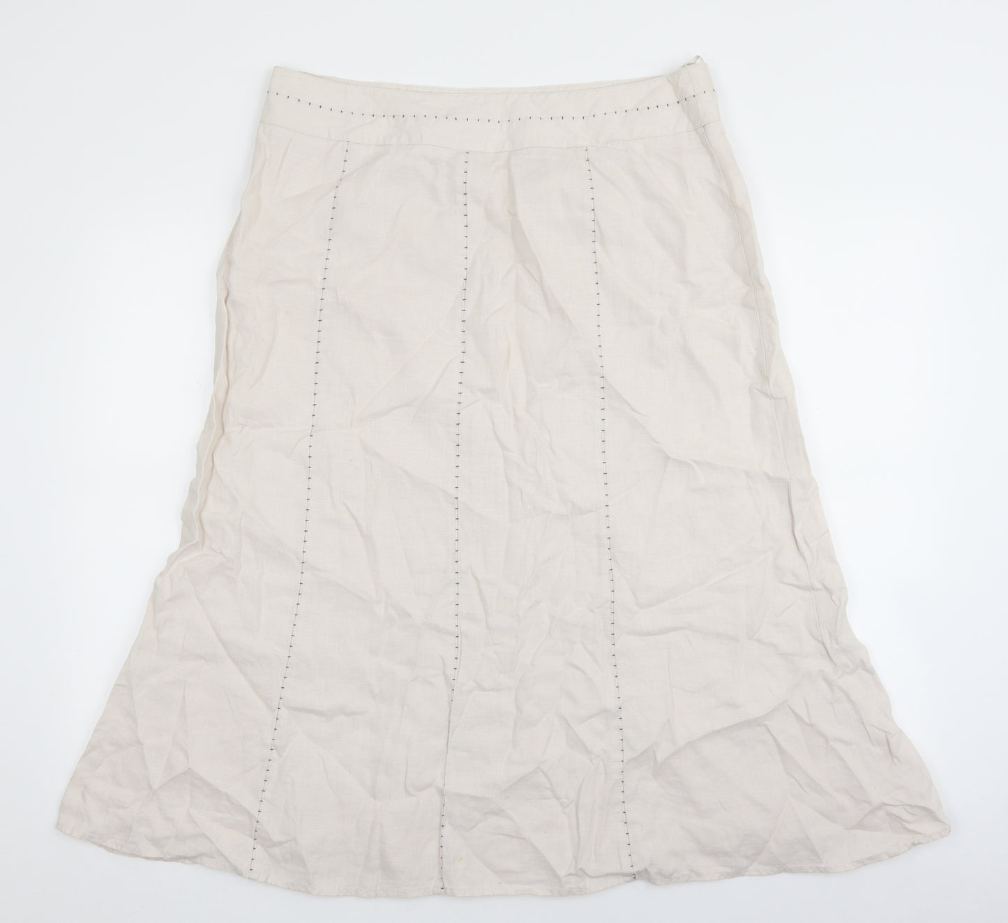 Per Una Womens Beige Cotton Trumpet Skirt Size 16 Zip