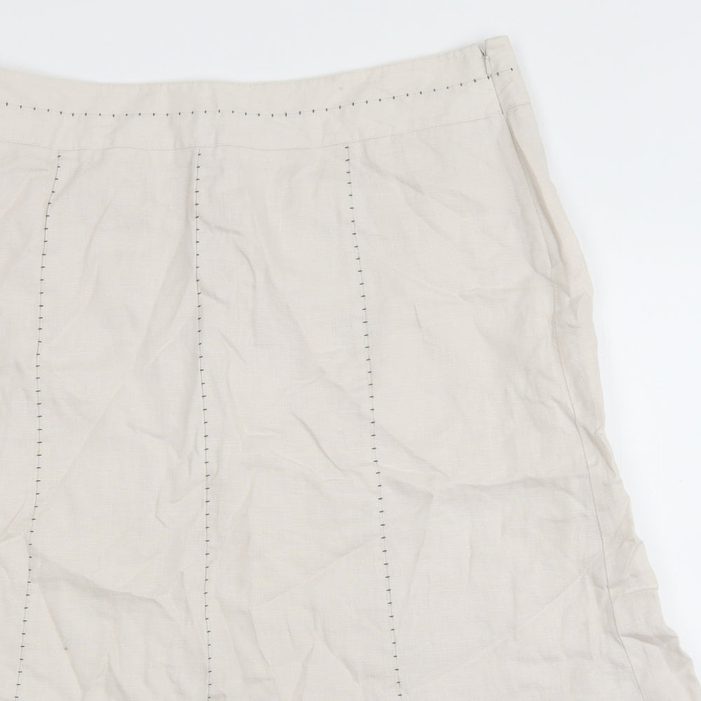 Per Una Womens Beige Cotton Trumpet Skirt Size 16 Zip