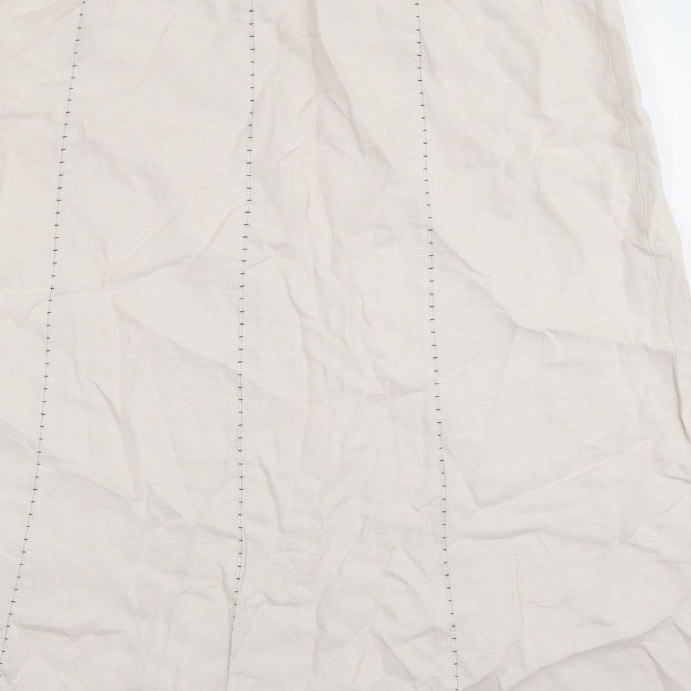 Per Una Womens Beige Cotton Trumpet Skirt Size 16 Zip