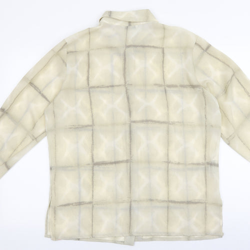 Marks and Spencer Womens Beige Geometric Polyester Basic Button-Up Size 16 Collared