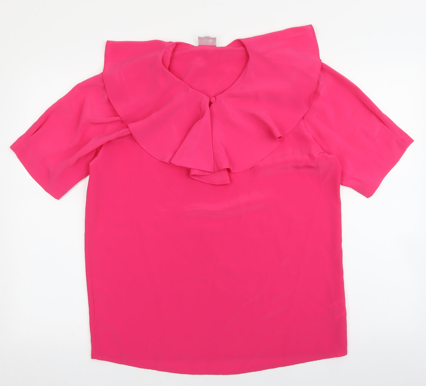 Essentials Womens Pink Polyester Basic Blouse Size 12 Round Neck