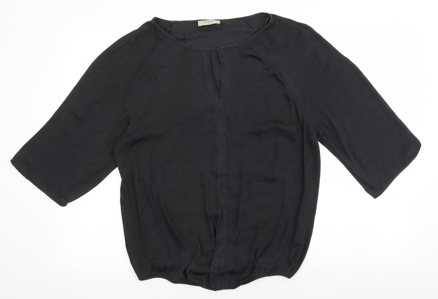 Soon Womens Black Polyester Basic Blouse Size 12 Boat Neck
