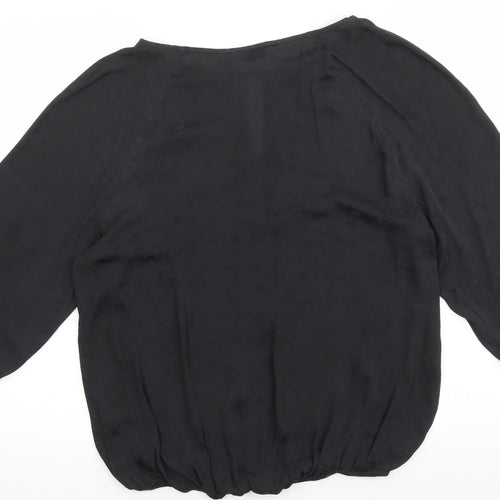 Soon Womens Black Polyester Basic Blouse Size 12 Boat Neck