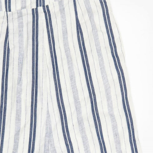 Monsoon Womens Blue Striped 100% Cotton Jumpsuit One-Piece Size 14 L23 in Button