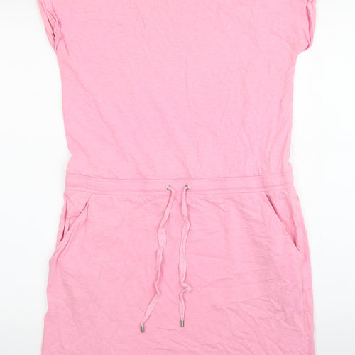 Mint Velvet Womens Pink 100% Cotton T-Shirt Dress Size 10 Boat Neck Tie