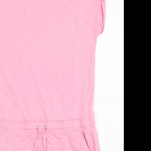 Mint Velvet Womens Pink 100% Cotton T-Shirt Dress Size 10 Boat Neck Tie