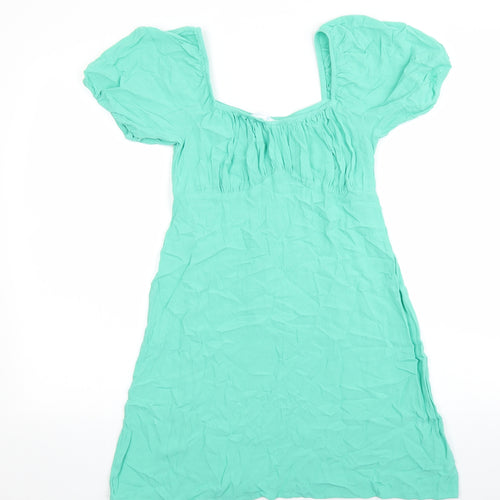 Primark Womens Green Viscose A-Line Size 8 Square Neck Pullover