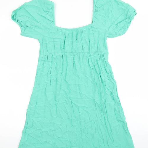 Primark Womens Green Viscose A-Line Size 8 Square Neck Pullover