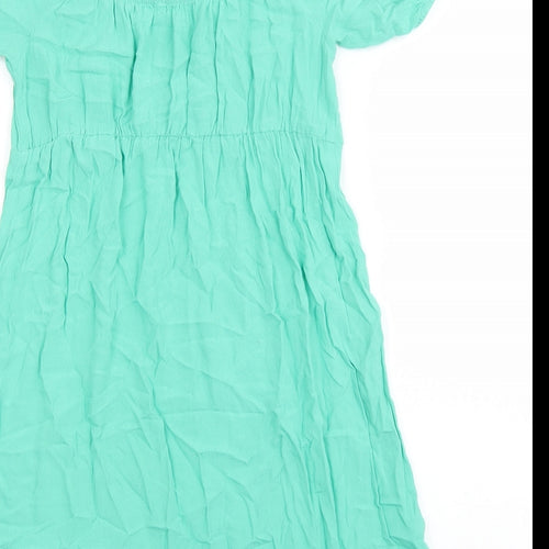Primark Womens Green Viscose A-Line Size 8 Square Neck Pullover