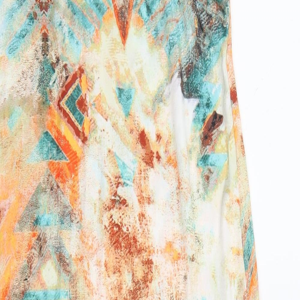 Primark Womens Multicoloured Geometric Polyester Slip Dress Size XS V-Neck Pullover
