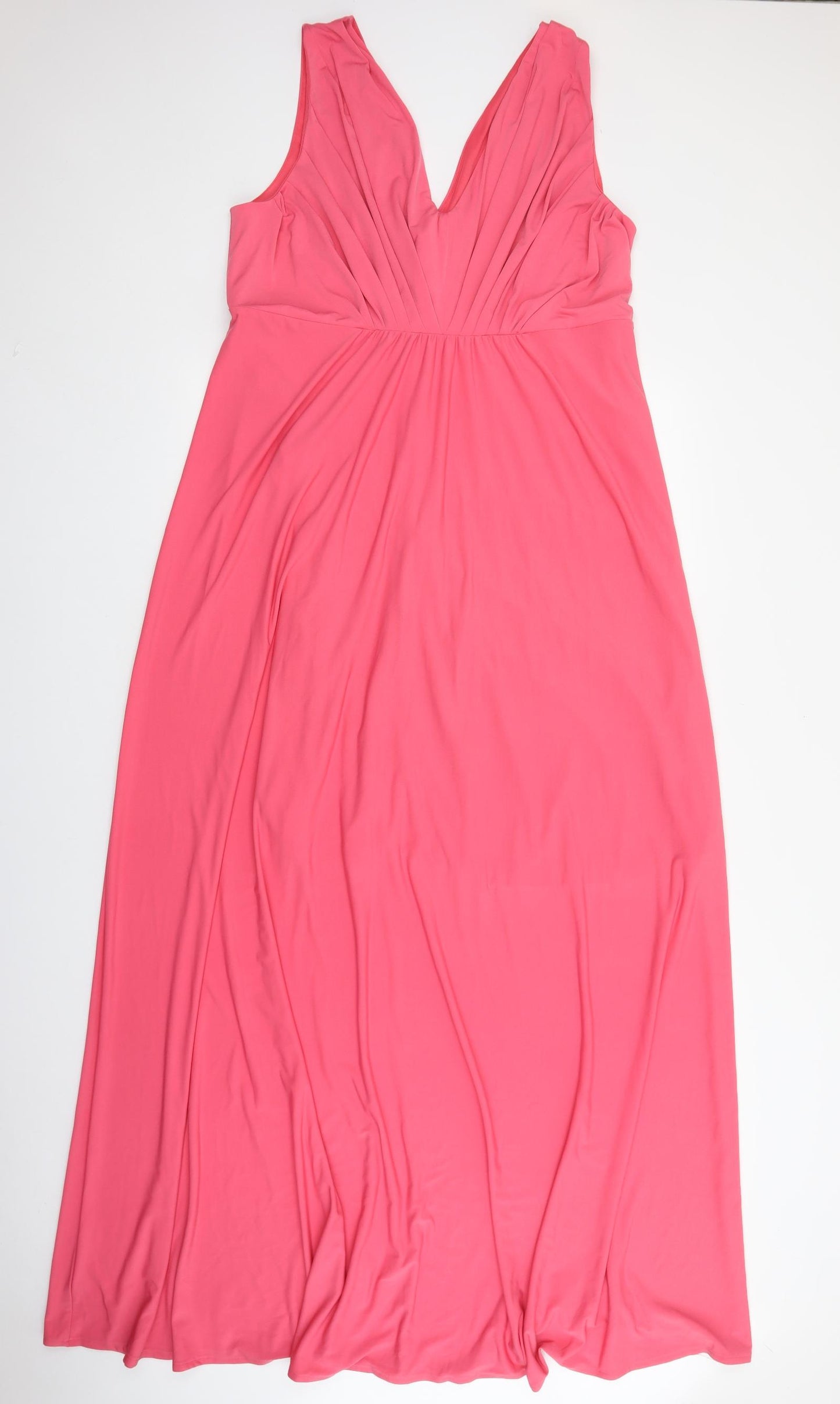 Long Tall Sally Womens Pink Polyester Maxi Size 20 V-Neck Zip