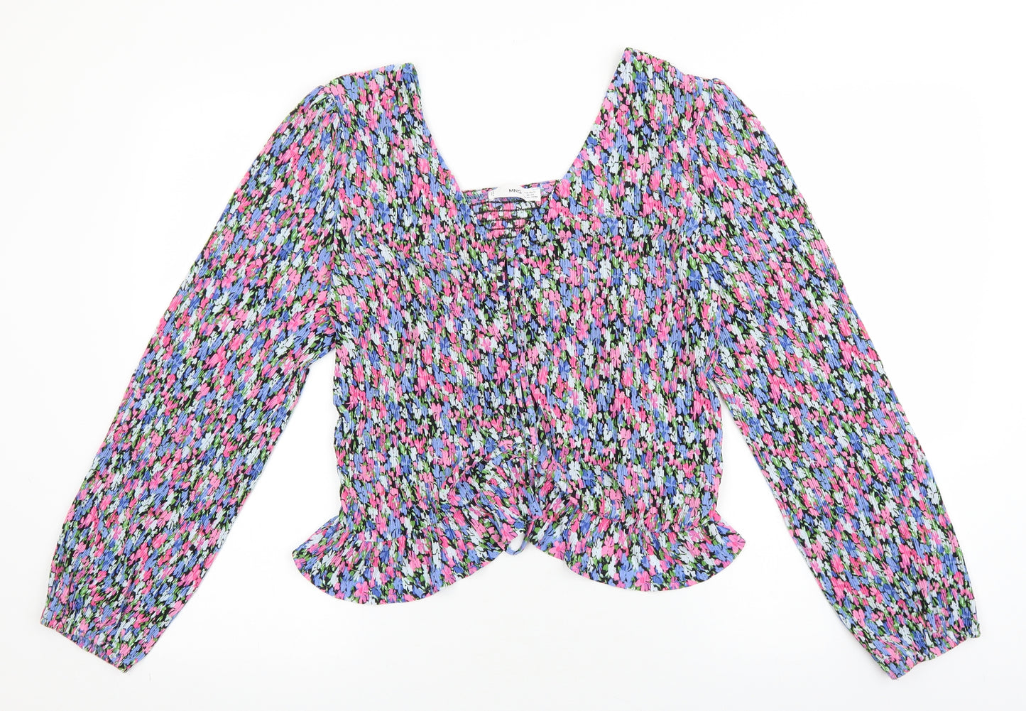 Mango Womens Multicoloured Geometric Polyester Basic Blouse Size XL V-Neck