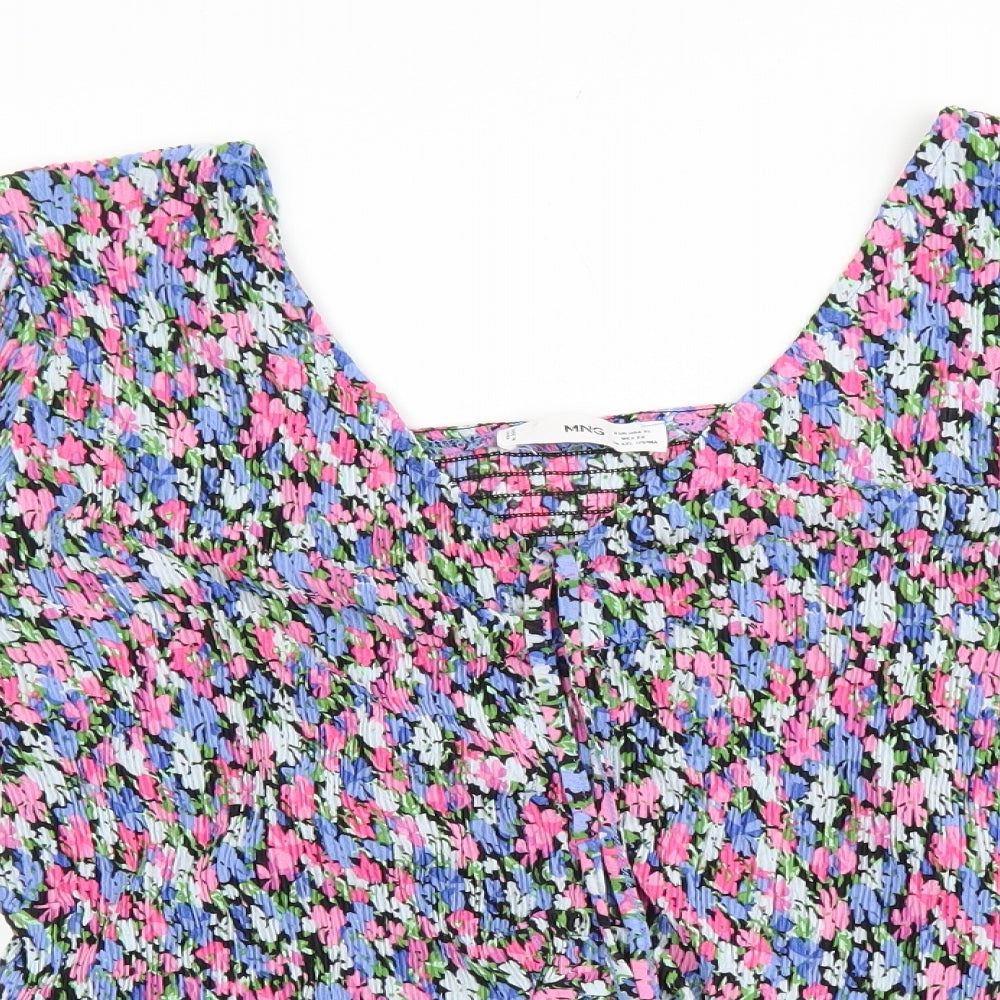 Mango Womens Multicoloured Geometric Polyester Basic Blouse Size XL V-Neck