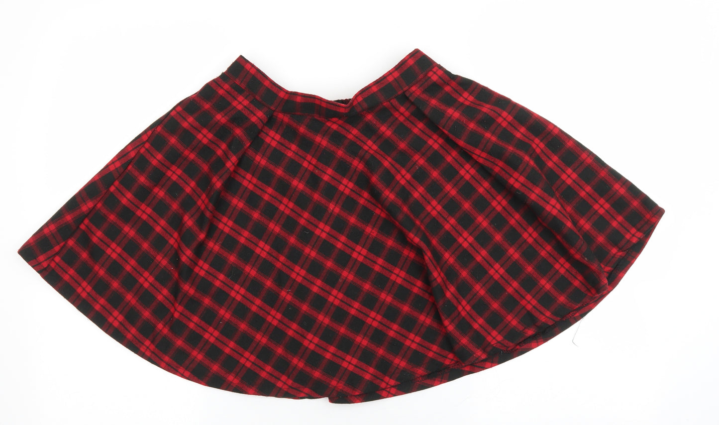 Young Dimension Girls Black Plaid Polyester Flare Skirt Size 11-12 Years Regular