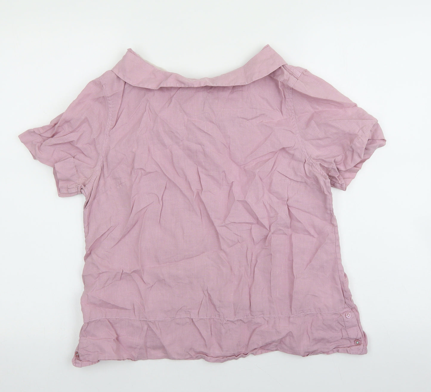 White Stuff Womens Purple Linen Basic Blouse Size 12 Collared