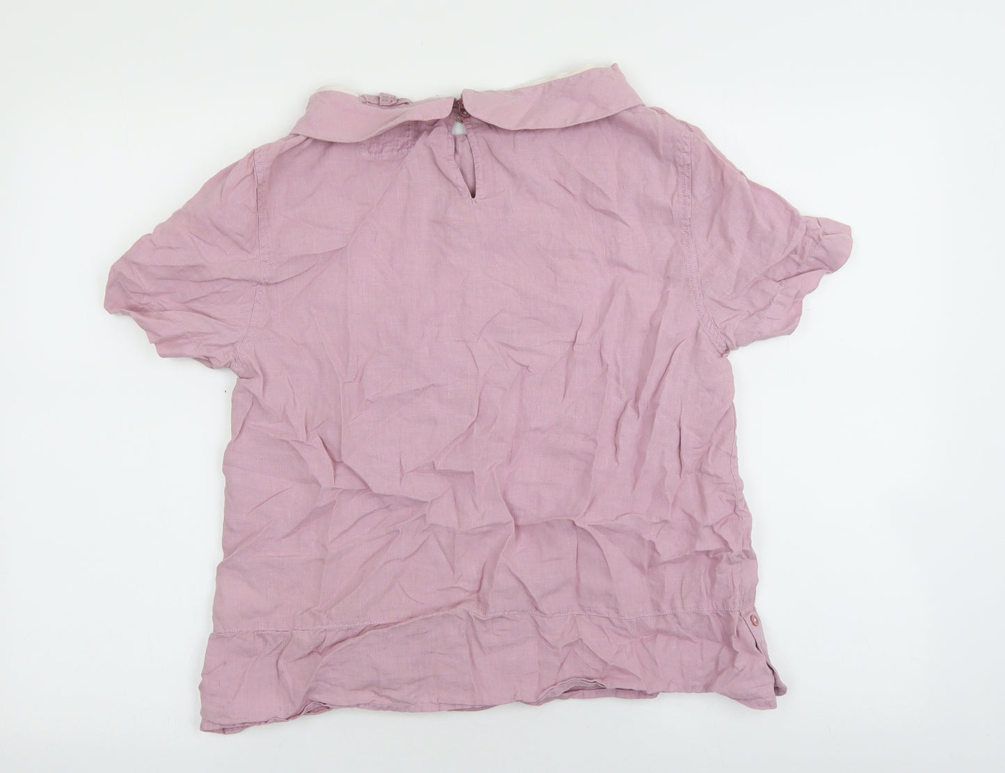 White Stuff Womens Purple Linen Basic Blouse Size 12 Collared