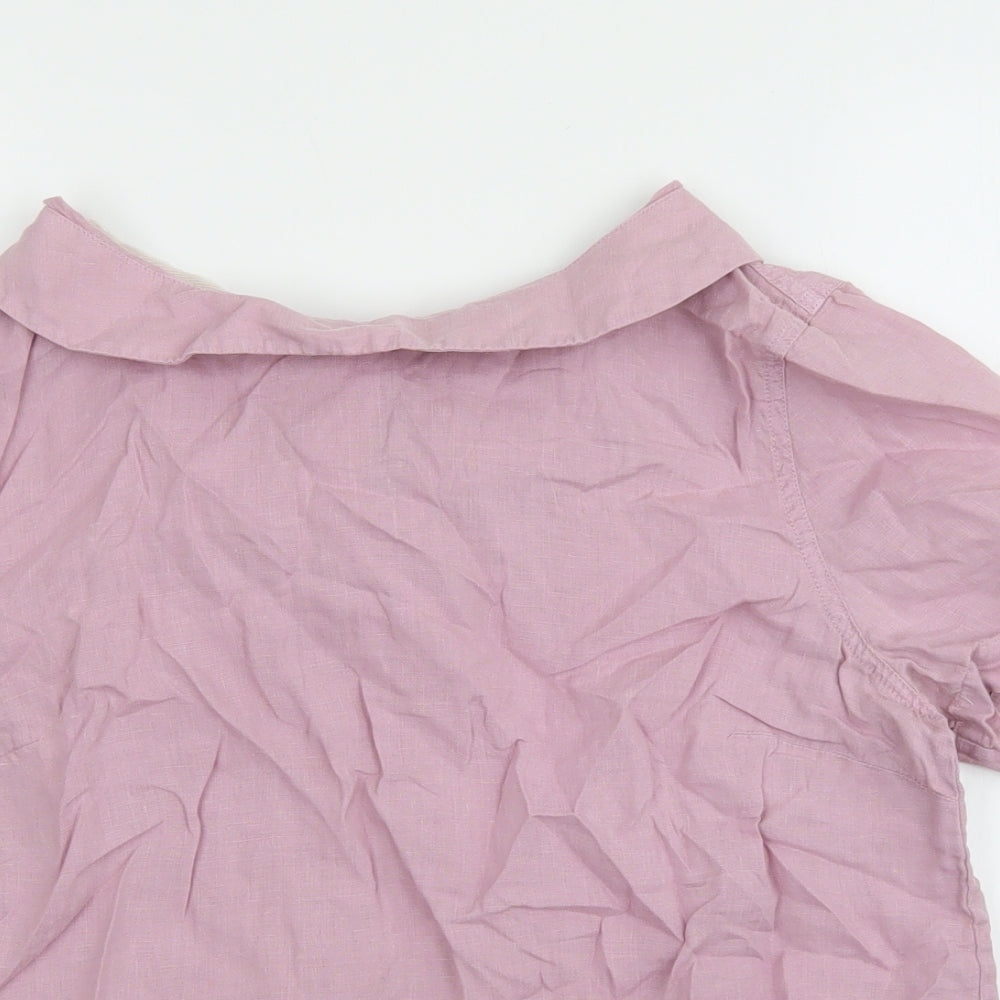 White Stuff Womens Purple Linen Basic Blouse Size 12 Collared