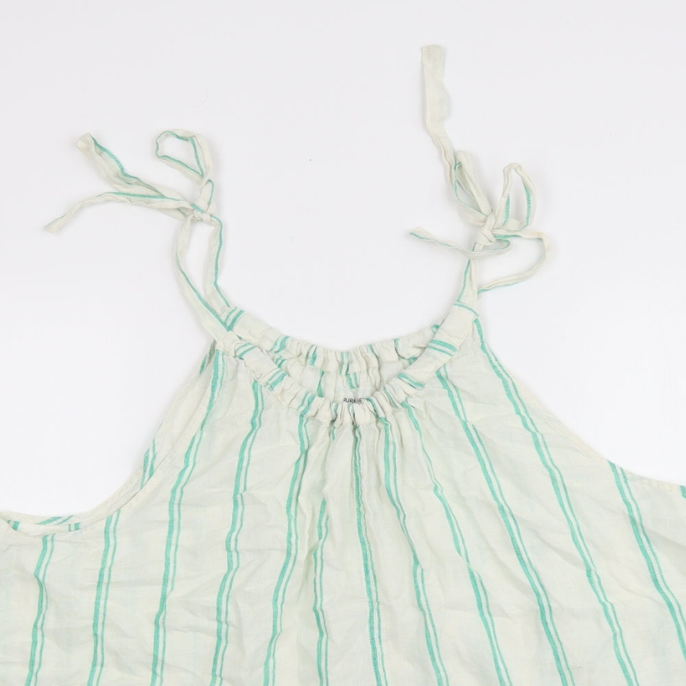 Marks and Spencer Womens Beige Striped Flax Basic Tank Size 20 Halter