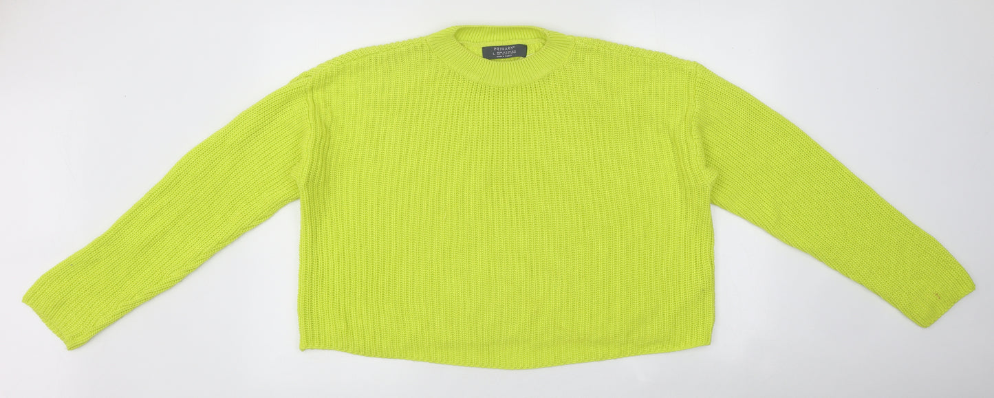 Primark Womens Green Round Neck Acrylic Pullover Jumper Size L - Neon