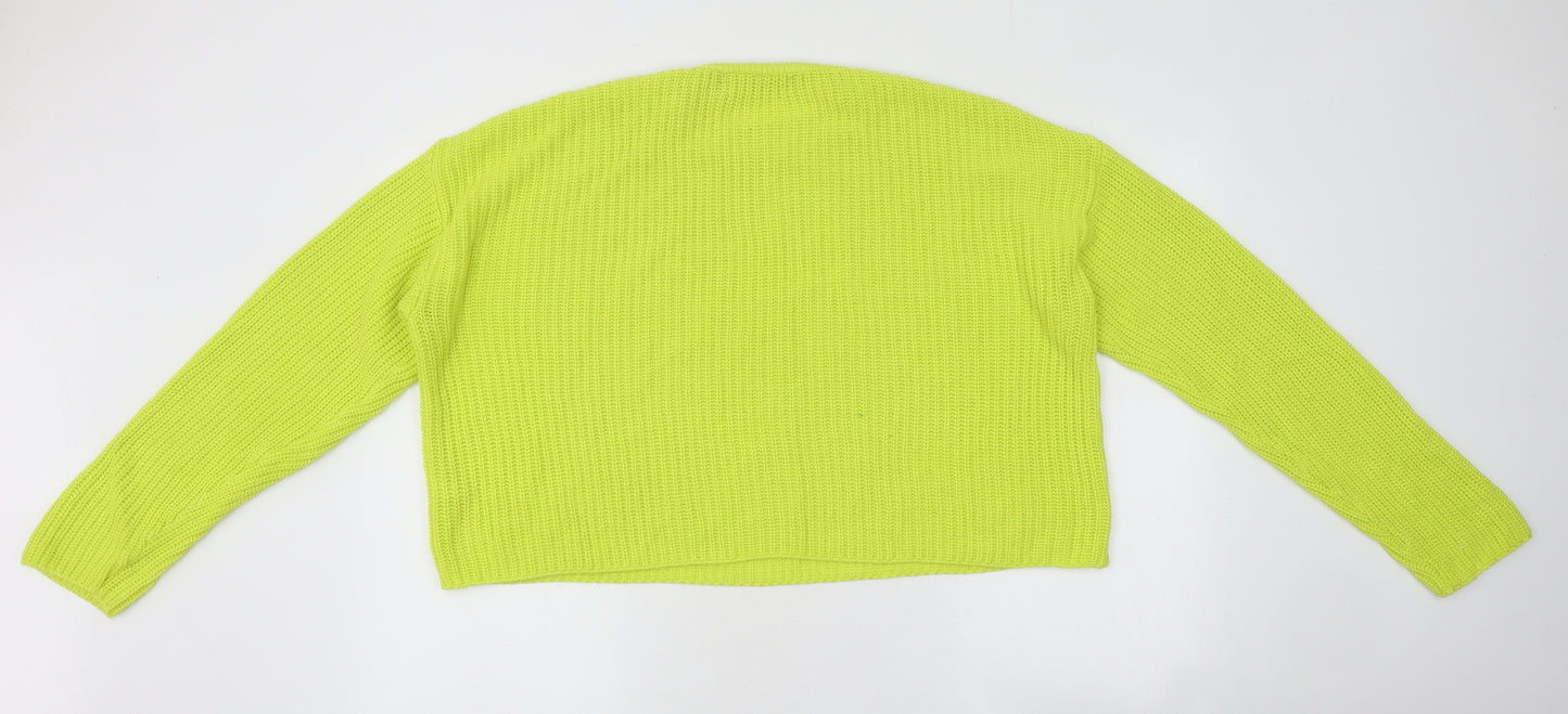 Primark Womens Green Round Neck Acrylic Pullover Jumper Size L - Neon