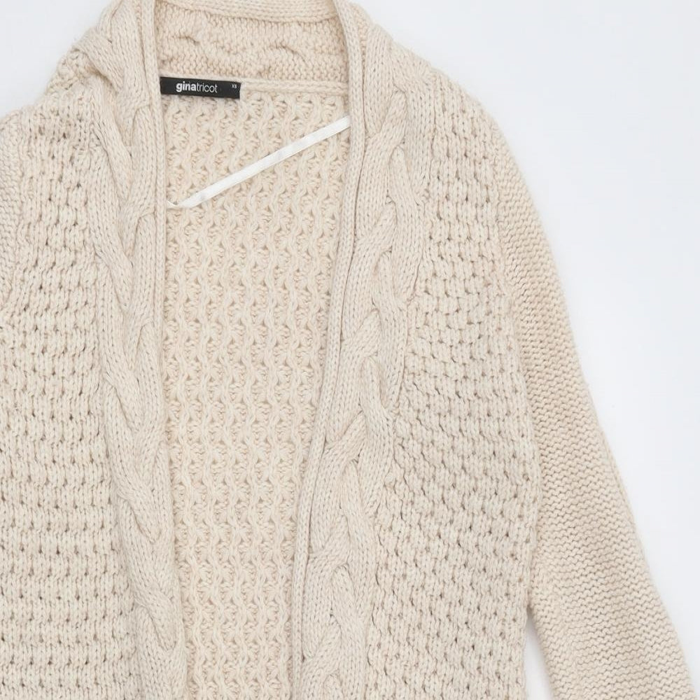 Gina Tricot Womens Beige V-Neck Acrylic Cardigan Jumper Size XS