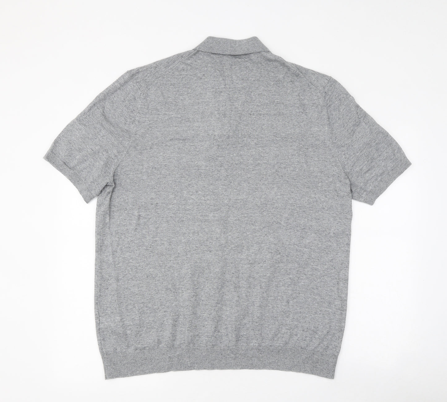 Marks and Spencer Mens Grey Cotton Polo Size XL Collared Button
