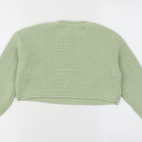Zara Girls Green Round Neck Polyester Pullover Jumper Size 6-7 Years Pullover