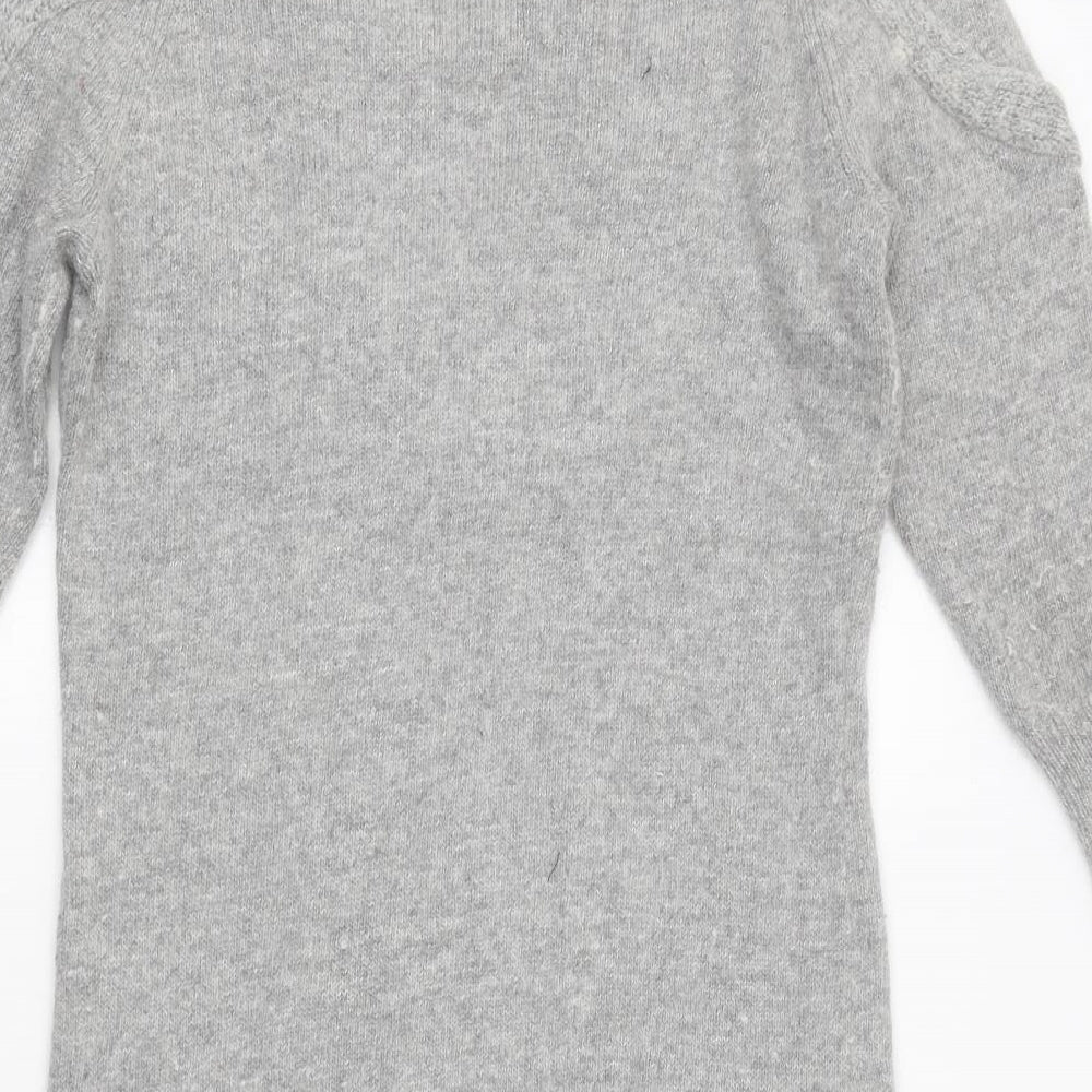 Warehouse Womens Grey Viscose Jumper Dress Size 10 Boat Neck Pullover